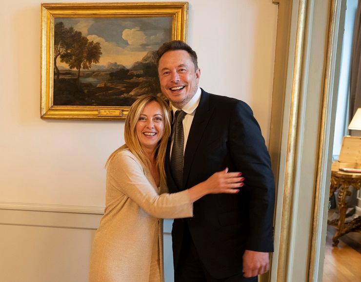 Giorgia Meloni ed Elon Musk a Palazzo Chigi